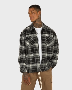 hiker Perfection XXIII Vitus Zip Up Flannel Shacket Black/White