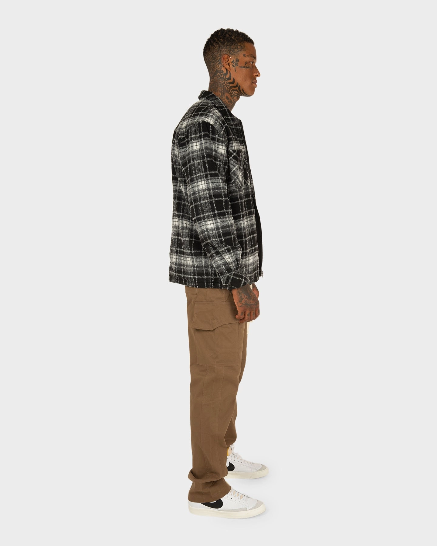Christmas XXIII Vitus Zip Up Flannel Shacket Black/White