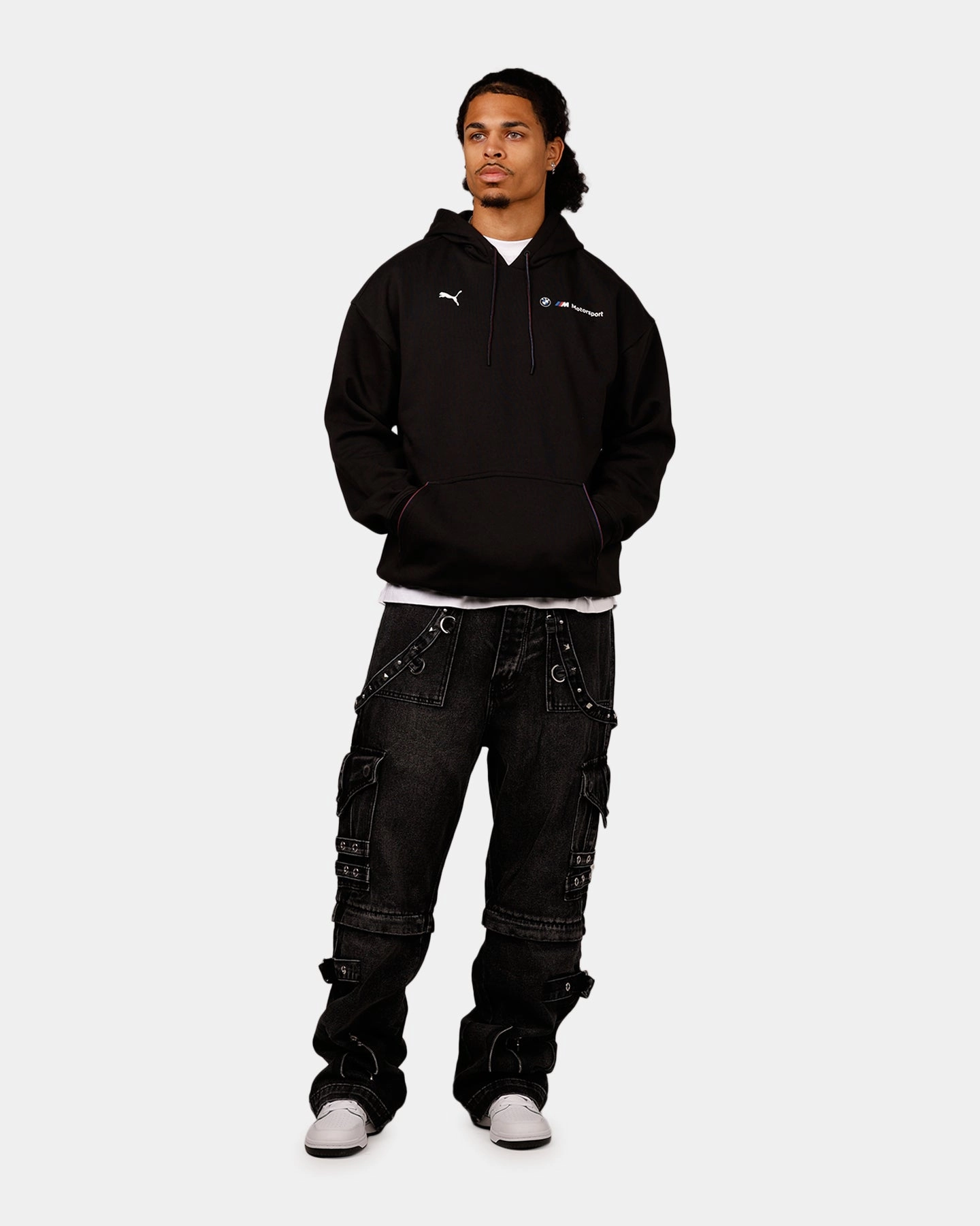 Puma X BMW MMS Motorsport Essential Fleece Hoodie Black Lightweight Shield