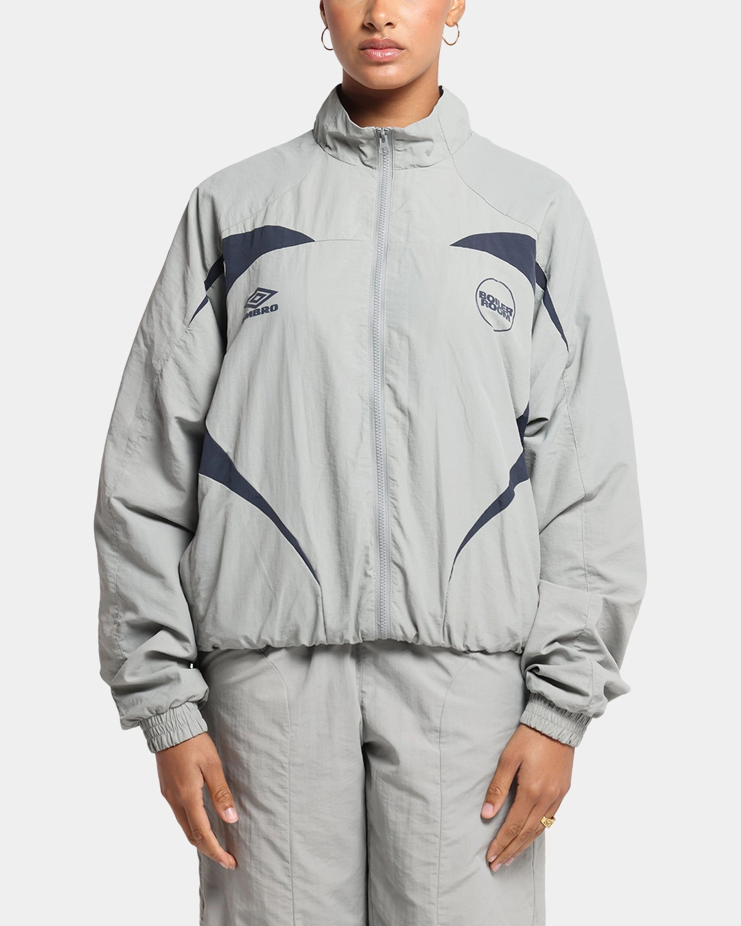 Boiler Room X Umbro Shell Track Jacket Grey HighNeck InsulatedLayer
