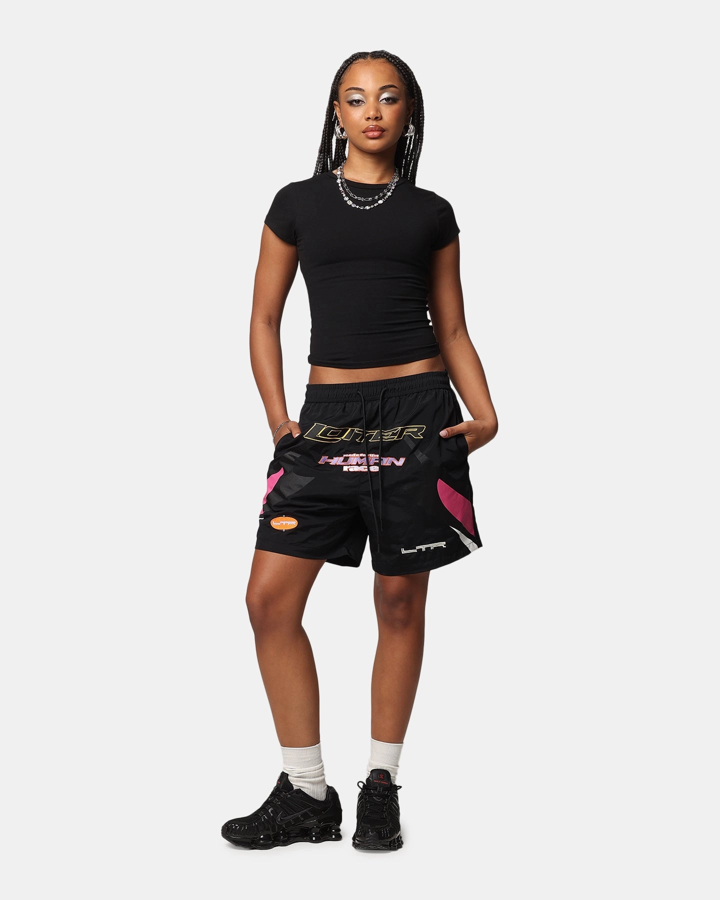Reflective Safety Details Loiter Motorway Walk Shorts Black