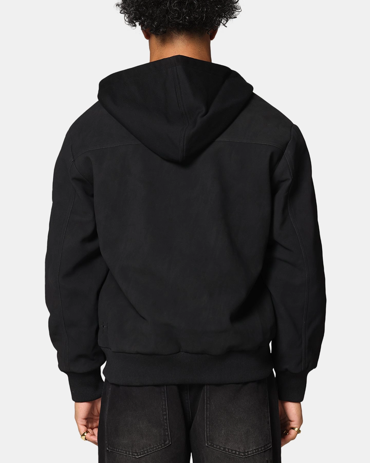 All Weather Versatility Deodorant Saint Morta Gothic Hooded PU Bomber Jacket Black/Black