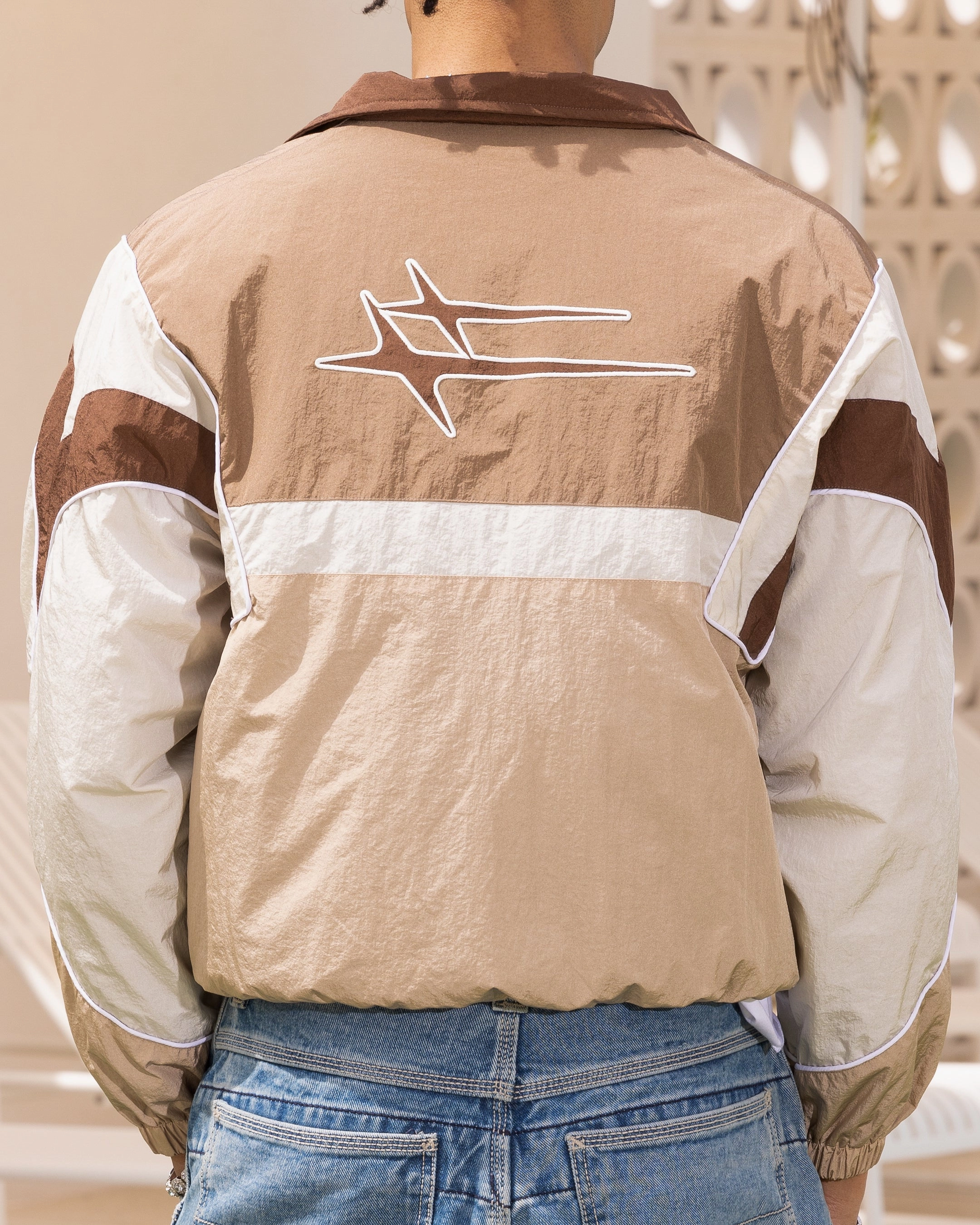 Loiter Axel Track Jacket Brown/Tan Anti Snag Zipper Pulls