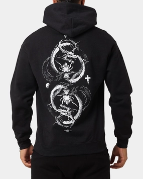 Comfort Fit Silhouette Dry Touch The Anti Order Double Dragon Hoodie Black/White