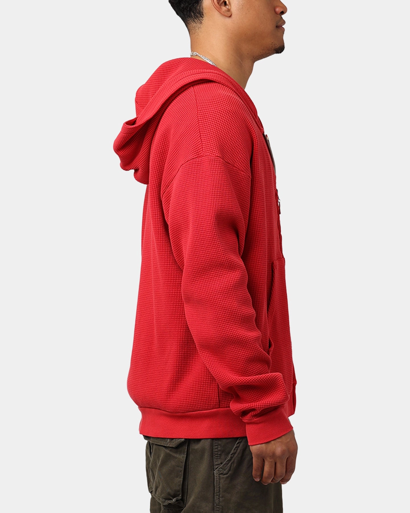 Strawberry Thermal Zip-Up Hoodie Red musicians Zippered Pocket Design