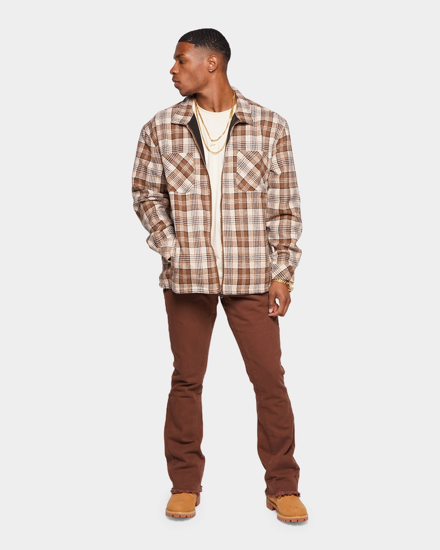 suitable for fashion contests XXIII Soren Plaid Bomber Jacket Brown