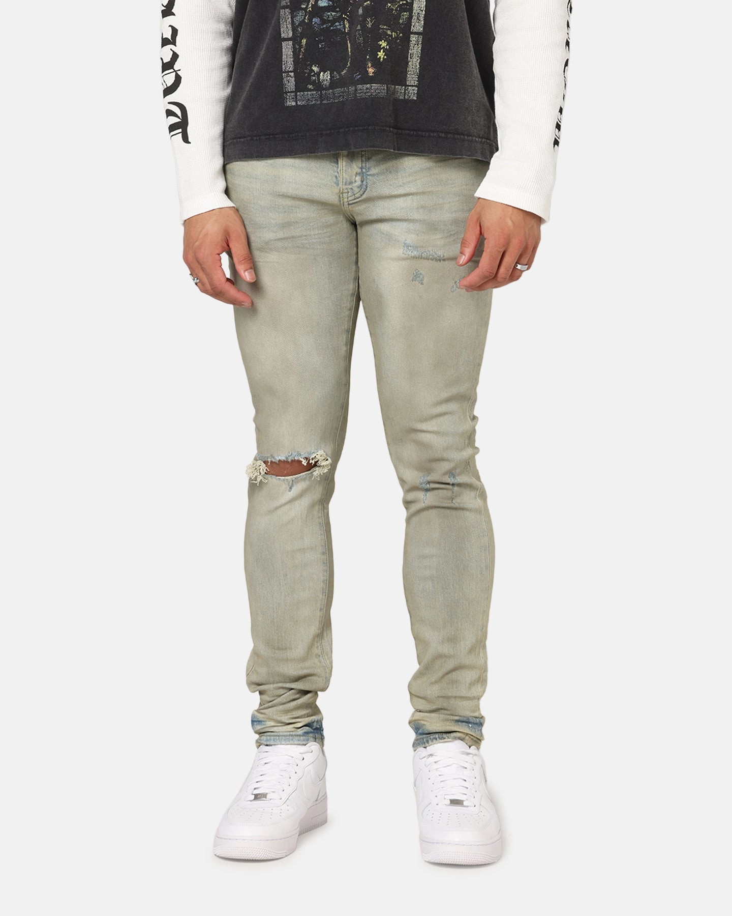 Stylish Daily Wear Parent Style Smart Casual Modern Rainy Day Saint Morta Dynasty Dirty Distressed Jeans Dirty Denim