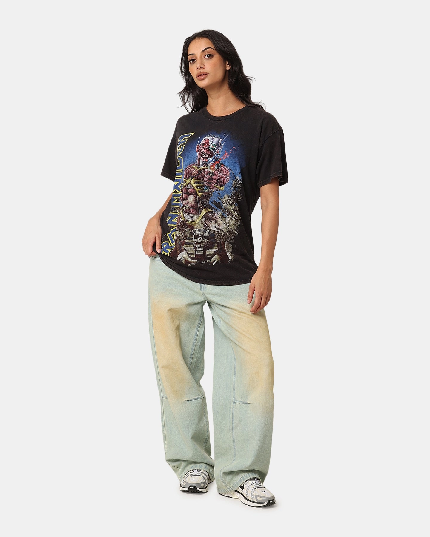Comfortable Look Iron Maiden Back In Time Vintage T-Shirt Black Vintage