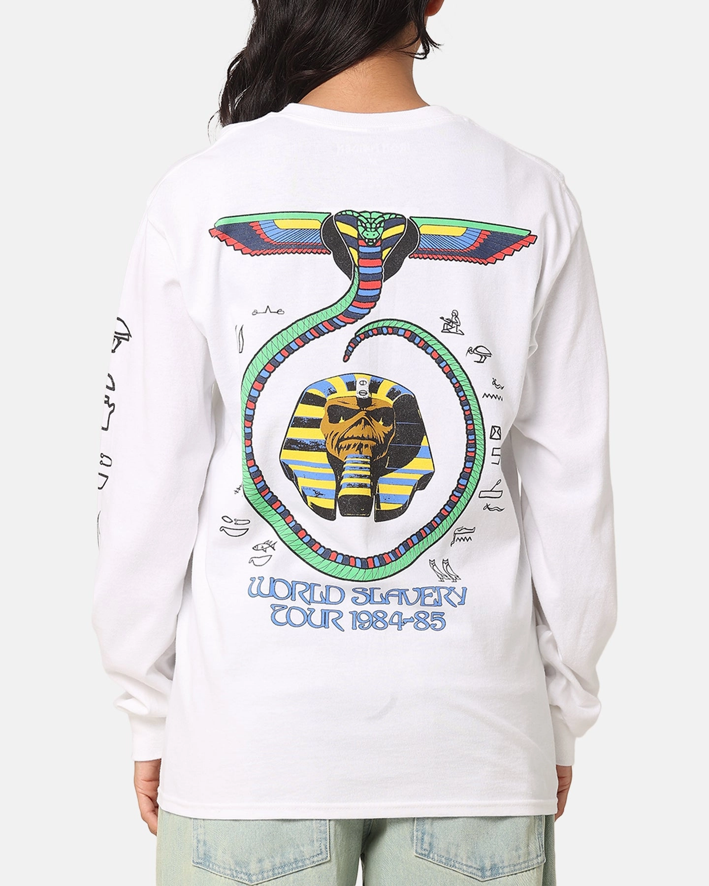 Iron Maiden World Slavery Tour Long Sleeve T-Shirt White Trendy Fashion Smart Casual