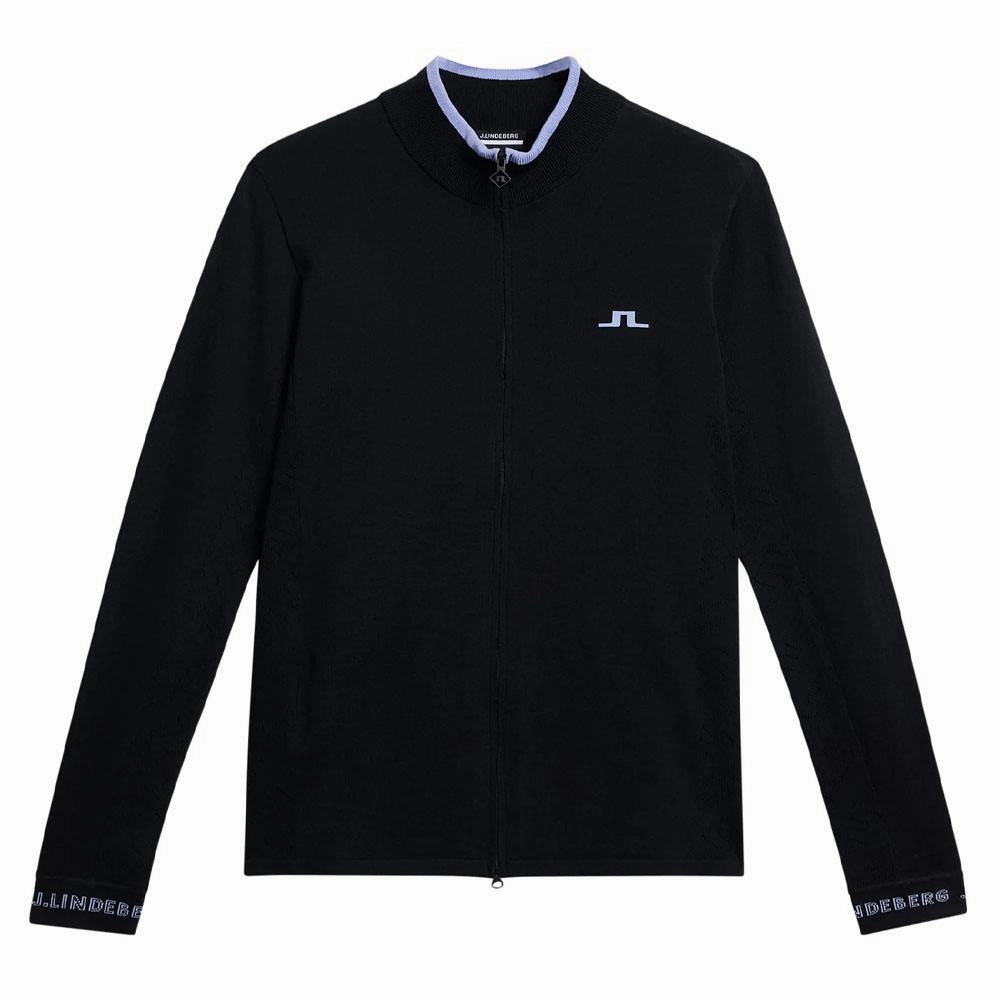 ReflectiveTrimDetails Frictionless Zipper Tracks J.Lindeberg Almaida Knitted Golf Sweater Black - FW23 Women