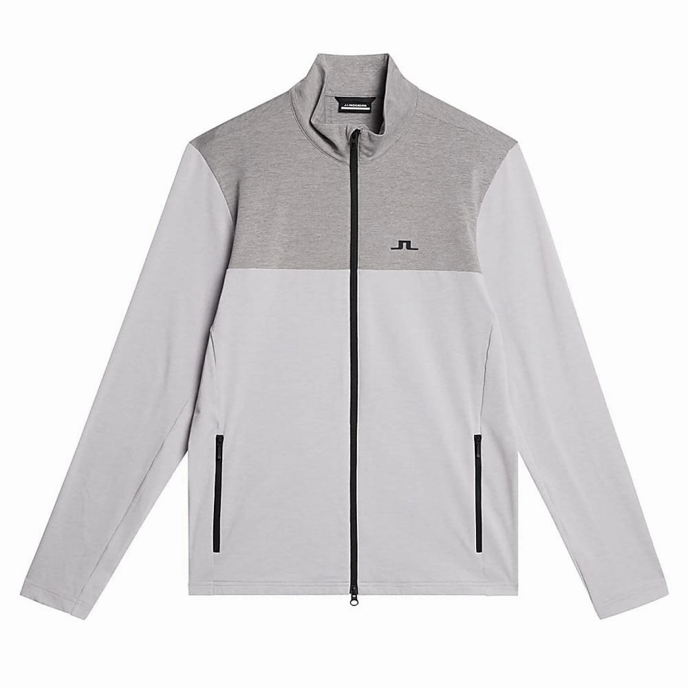 J.Lindeberg Banks Mid Layer Golf Jacket Light Gray Melange - FW23 Men Clean Jacket Detail Compact Design