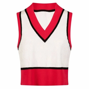 J.Lindeberg Barbados Knitted Golf Vest Rose Red - FW23 Women Bonded Collars