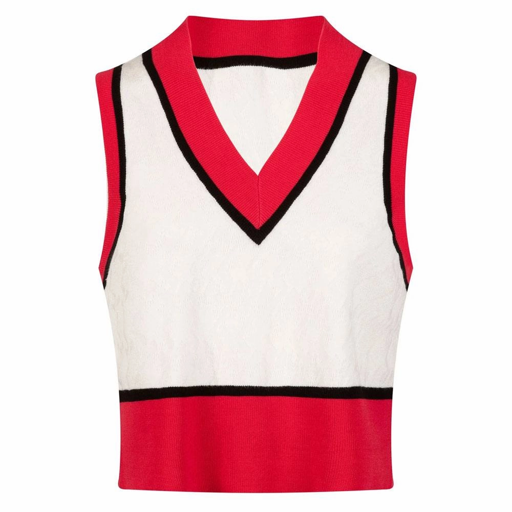 J.Lindeberg Barbados Knitted Golf Vest Rose Red - FW23 Women Bonded Collars