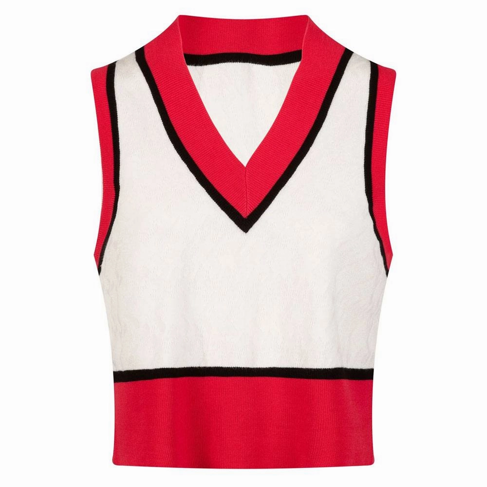 Glove Friendly Cuff Design Articulated Knees J.Lindeberg Barbados Knitted Golf Vest Rose Red - FW23 Women