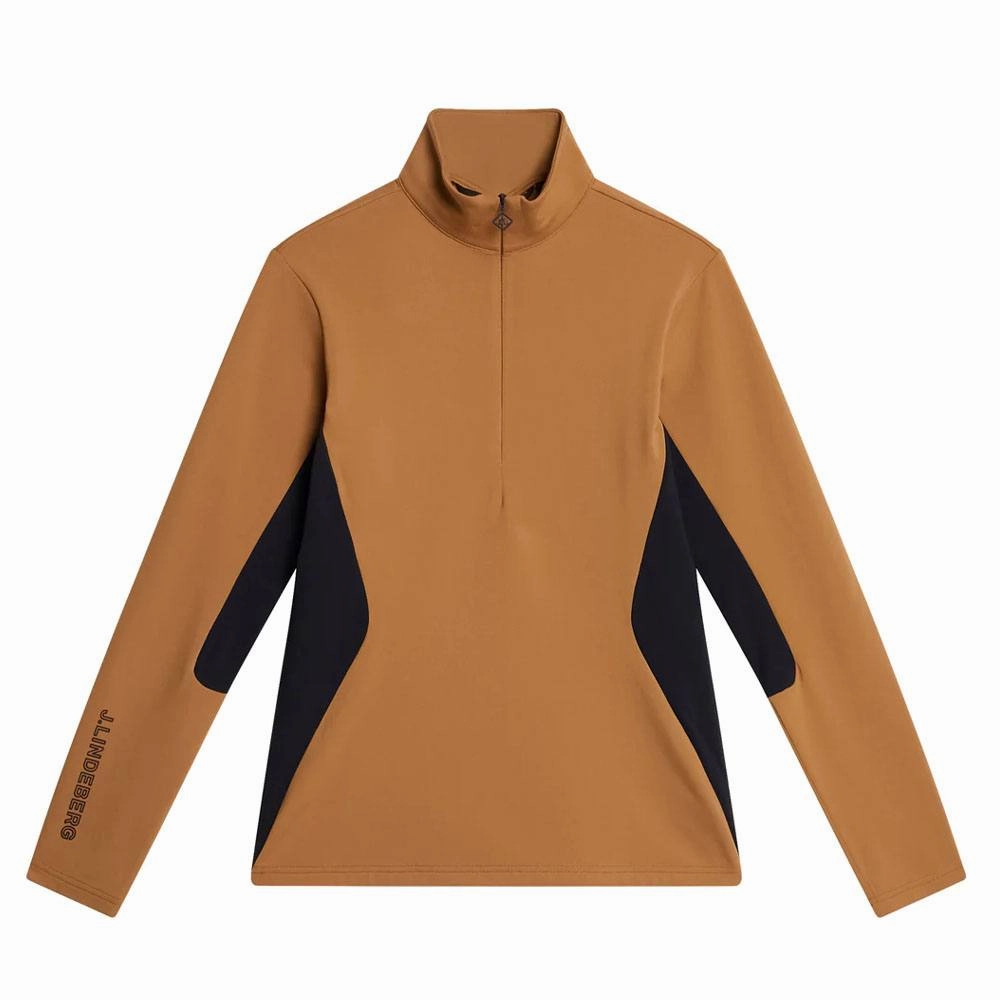 J.Lindeberg Coockies Mid Layer Golf Pullover Chipmunk - FW23 Women All Year Use Durable Water Repellent