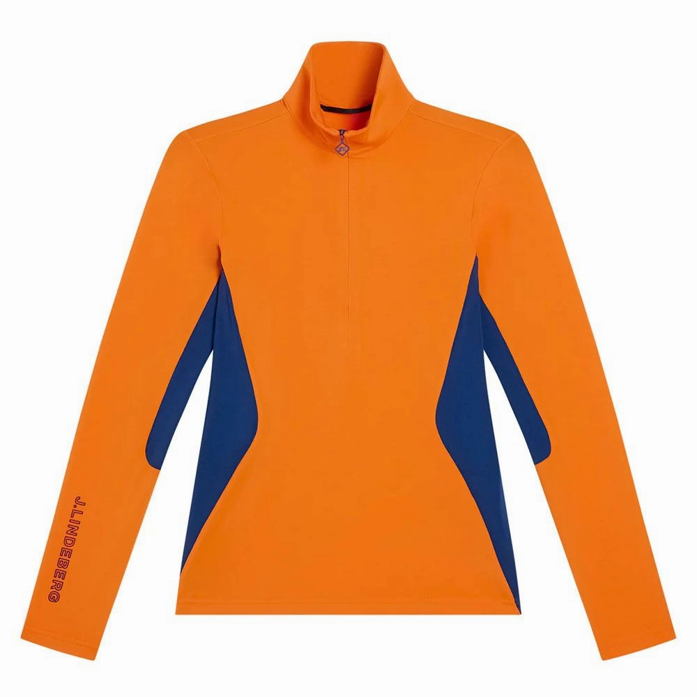 Light Reflective Zippers Reflective Detailing J.Lindeberg Coockies Mid Layer Golf Pullover Exuberance - FW23 Women