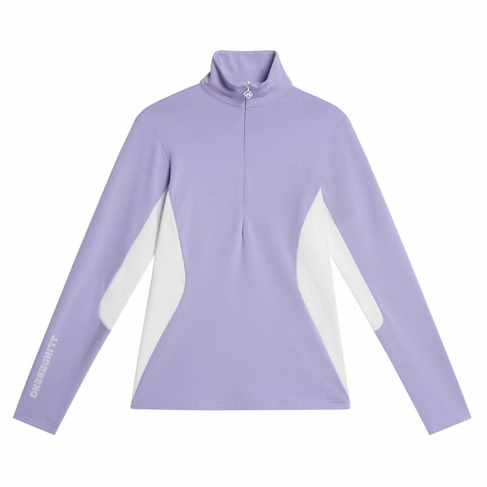 Noise Free Fabric All Season Compatibility J.Lindeberg Coockies Mid Layer Golf Pullover Sweet Lavender - FW23 Women