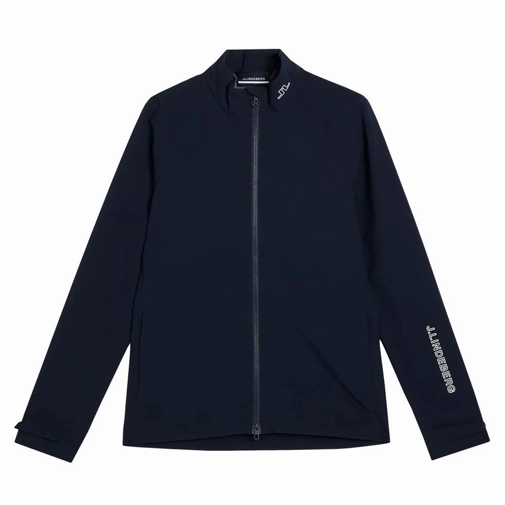 Silicone Grip Trim Wind Blocking Fabric J.Lindeberg Evertine Padded Rain Golf Jacket JL Navy - FW23 Women