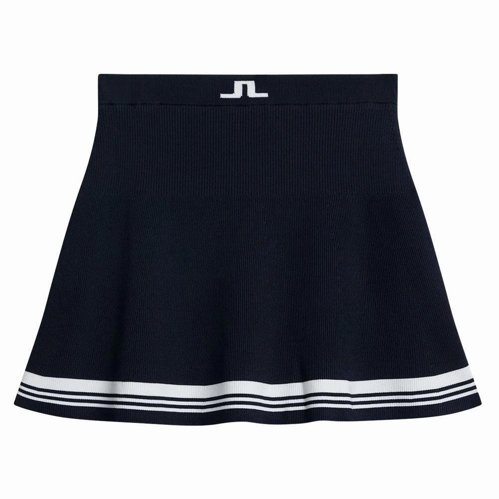 J.Lindeberg Frida Stripe Knitted FW Golf Skirt JL Navy - FW23 Women Water Repellent Neutral Tones