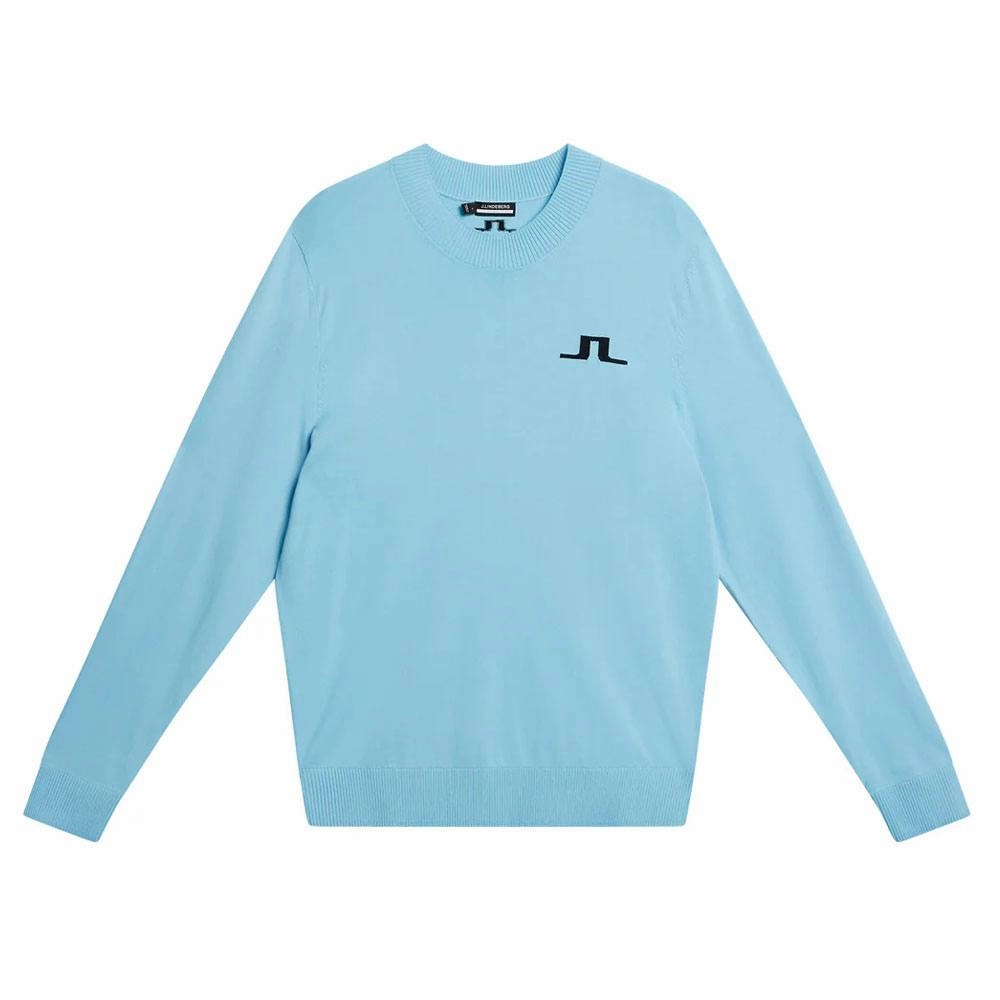 J.Lindeberg Gus Knitted Golf Sweater Baltic Sea - SS24 Men Stylish Outer Layer