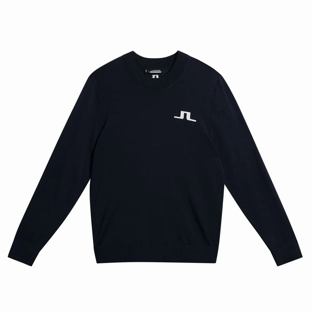 J.Lindeberg Gus Knitted Golf Sweater JL Navy - SS24 Men Wet Wicking Minimal Detail