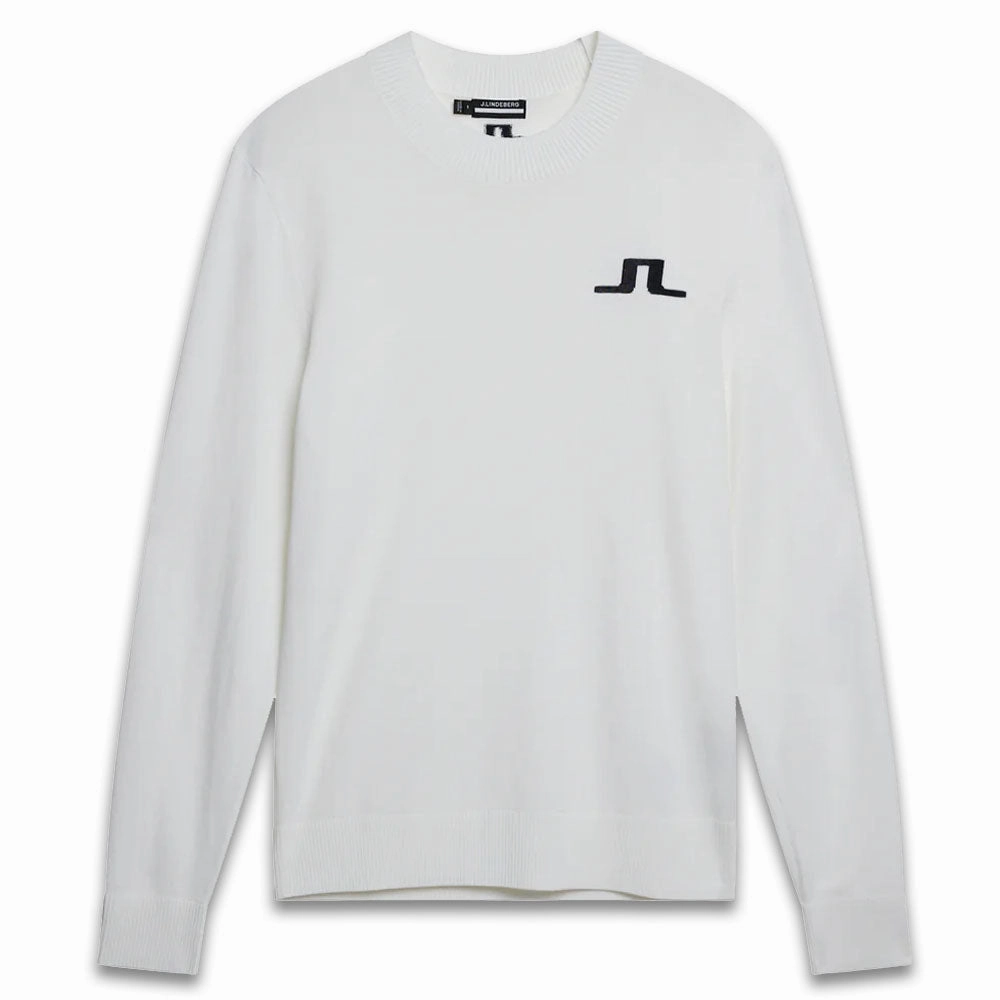 J.Lindeberg Gus Knitted Golf Sweater White - SS24 Men Commuter Friendly Look No Smell