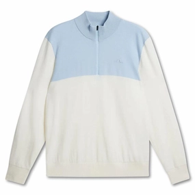 J.Lindeberg Jeff Windbreaker Golf Pullover White - FW23 Men Weatherproof Seams Seam Sealed Construction