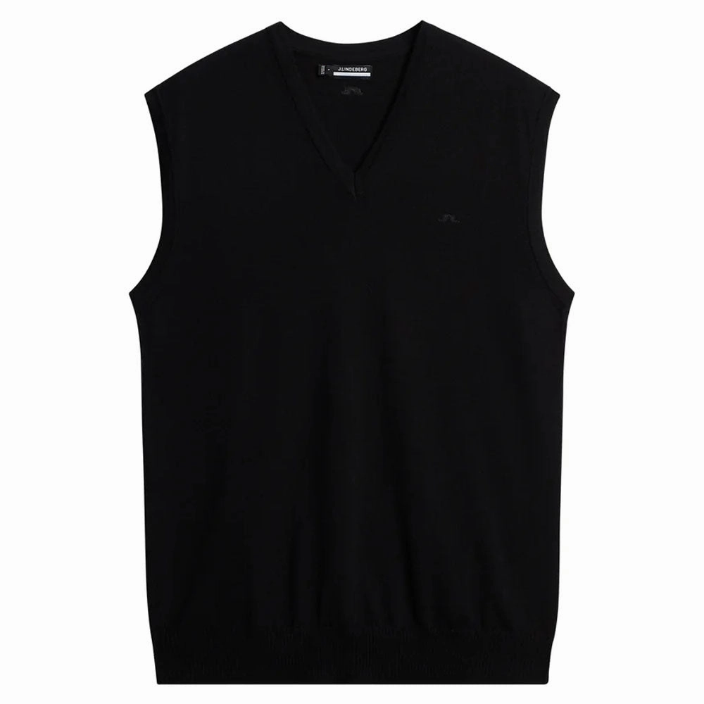 J.Lindeberg Liam Knitted Golf Vest Black - FW23 Men rental Flatlock stitching
