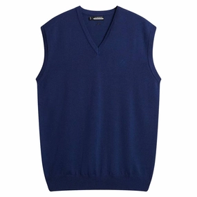 J.Lindeberg Liam Knitted Golf Vest Estate Blue - FW23 Men Counter - measure - ready low - torque