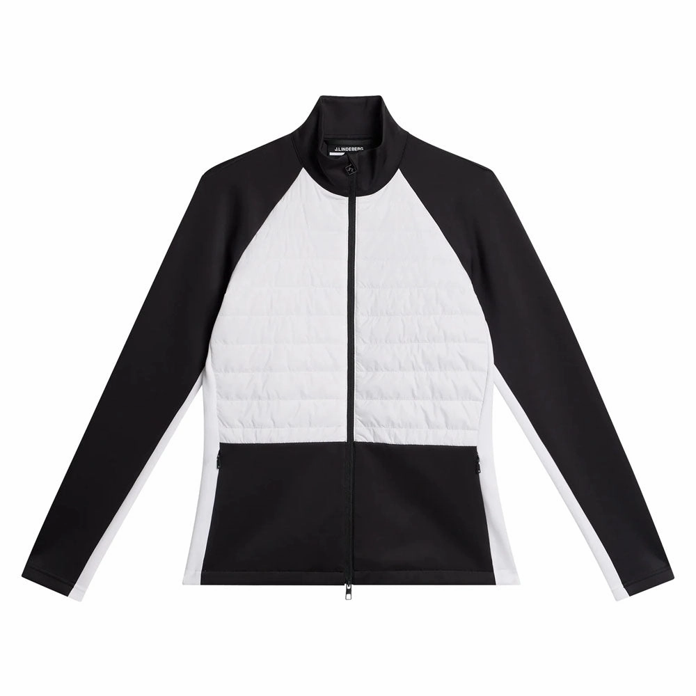 Compact Fit Look Waterproof Technology J.Lindeberg Lourdes Hybrid Mid Layer Golf Jacket White - WI23 Women