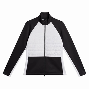 Compact Fit Look Waterproof Technology J.Lindeberg Lourdes Hybrid Mid Layer Golf Jacket White - WI23 Women