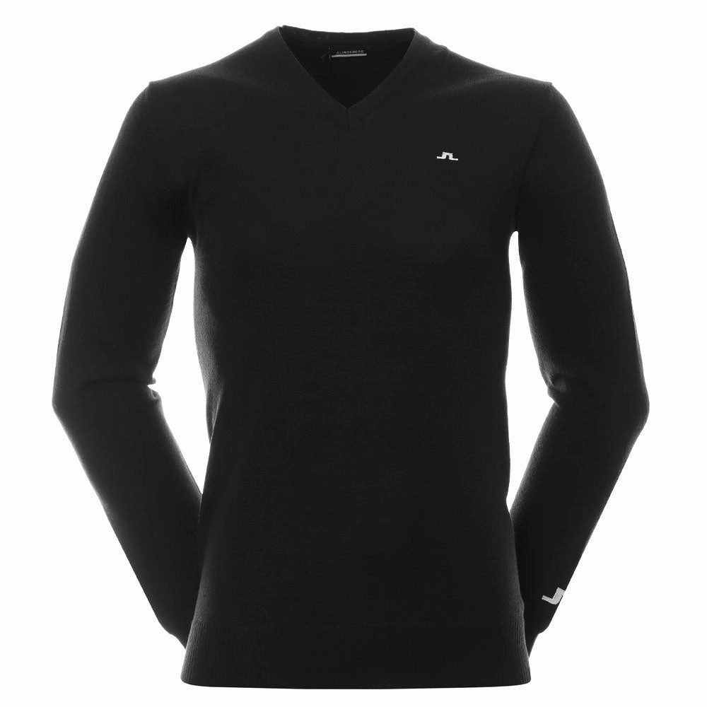 J.Lindeberg Lymann Knitted Golf Sweater Black - 23 Men Full Length Zipper