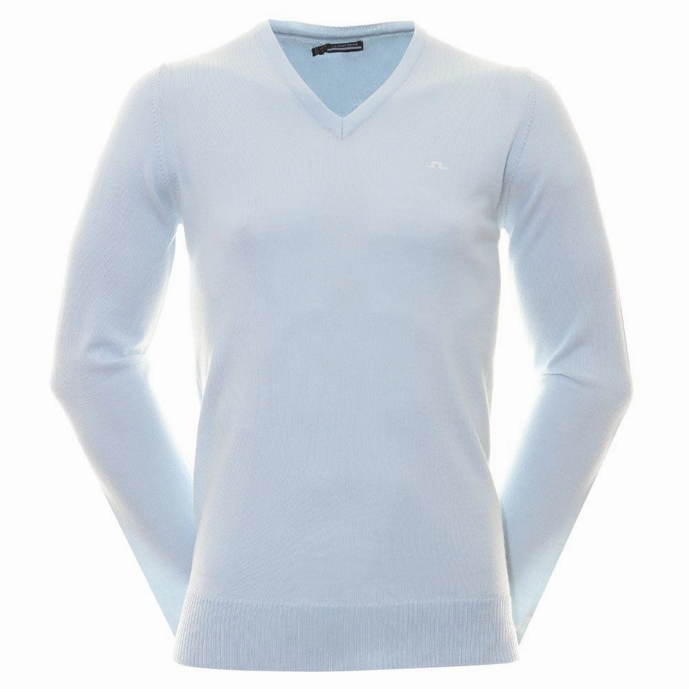 J.Lindeberg Lymann Knitted Golf Sweater Skyway - SS24 Men Friction Resistant Heavyweight Warmth