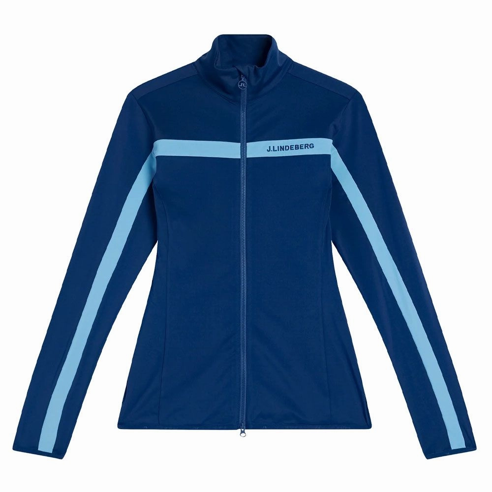 Wind Resistant Coating J.Lindeberg Seasonal Janice Mid Layer Golf Jacket Estate Blue - FW23 Women