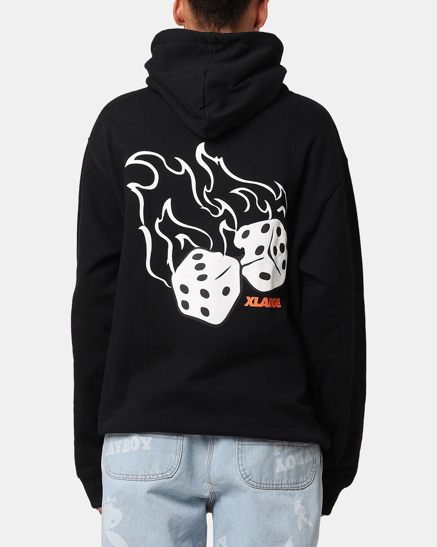 Flexible Neckline X-Large Fire Dice Hoodie Solid Black