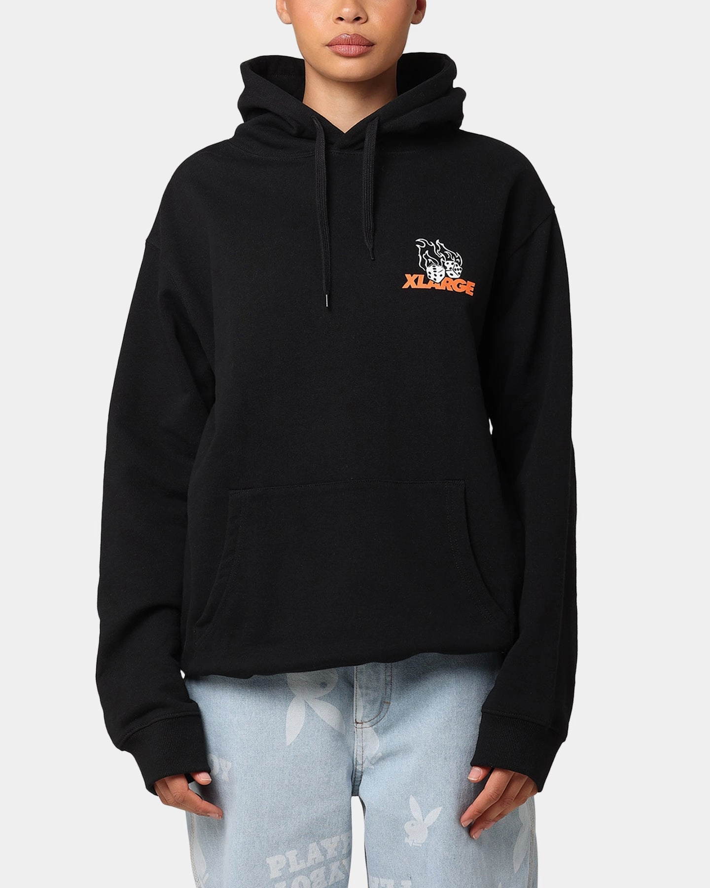 release foldable X-Large Fire Dice Hoodie Solid Black