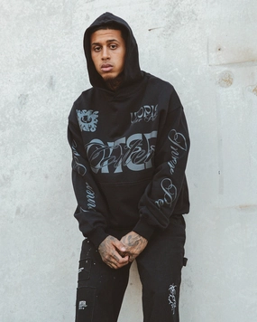 Loiter Inner Peace Hoodie Black Overcome windproof lining