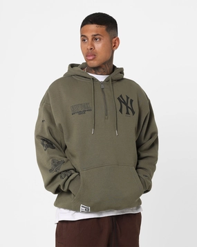 New Era New York Yankees 1/4 Zip Hoodie Green NonBulky Midweight Build leggings