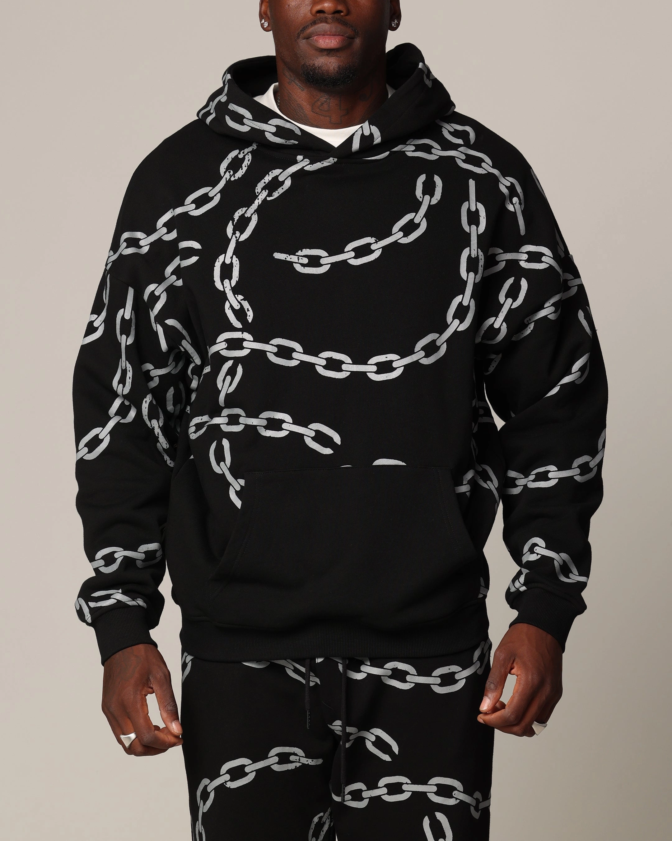 Saint Morta Chain Hoodie Black/Black Secure Closures