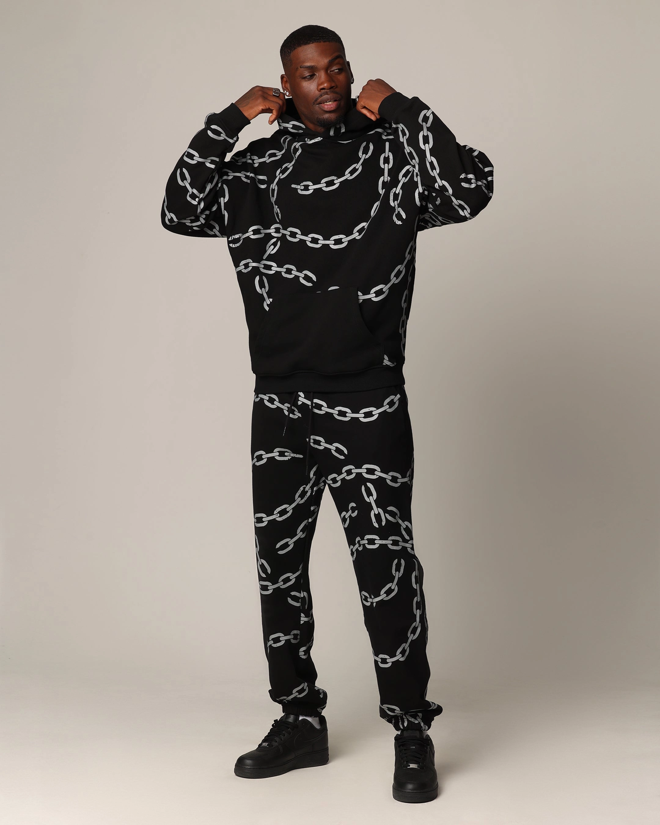 Saint Morta Chain Hoodie Black/Black Abrasion Resistant Fabric