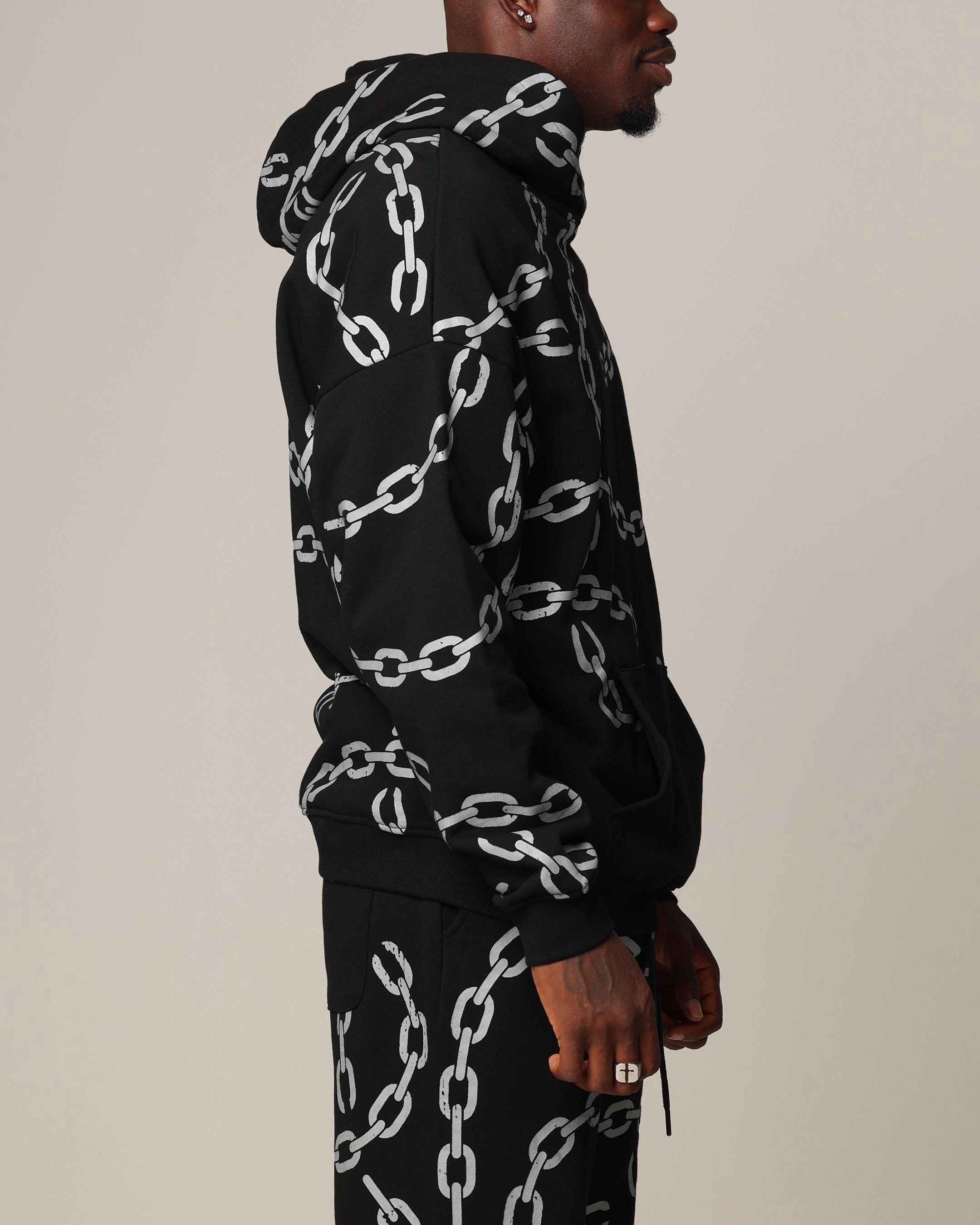 Modular Attachment Points Saint Morta Chain Hoodie Black/Black