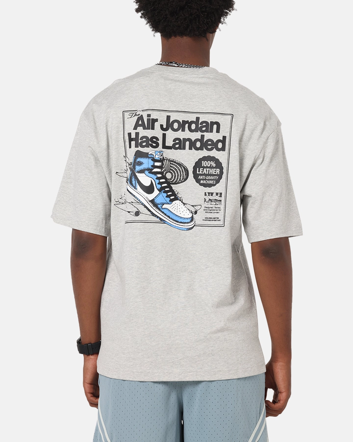 Jordan AJ1 North Carolina T-Shirt Grey Heather/White Universal Silhouette Slim fit clothing