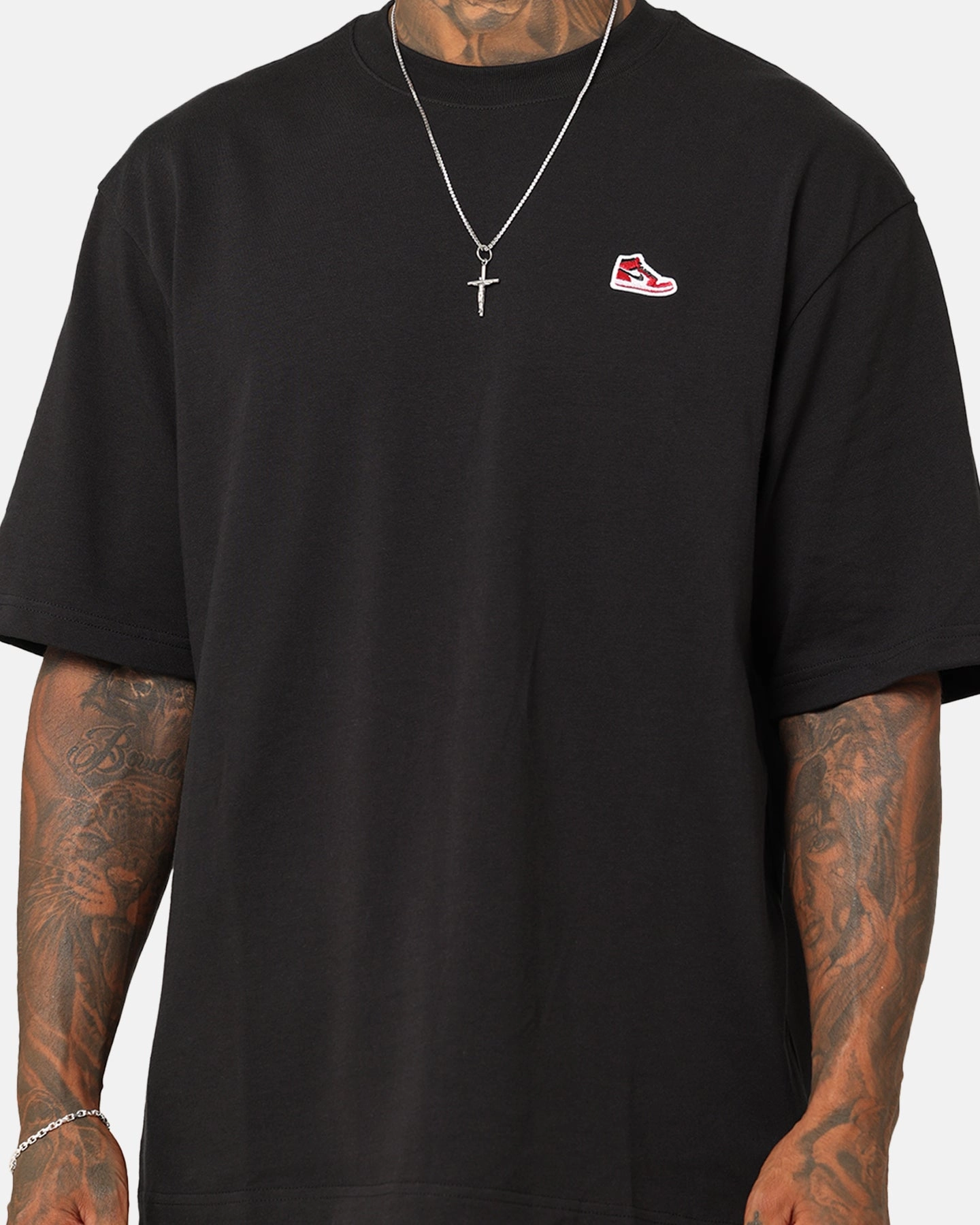 Chill Style Jordan Brand Sneaker Patch Crew T-Shirt Black