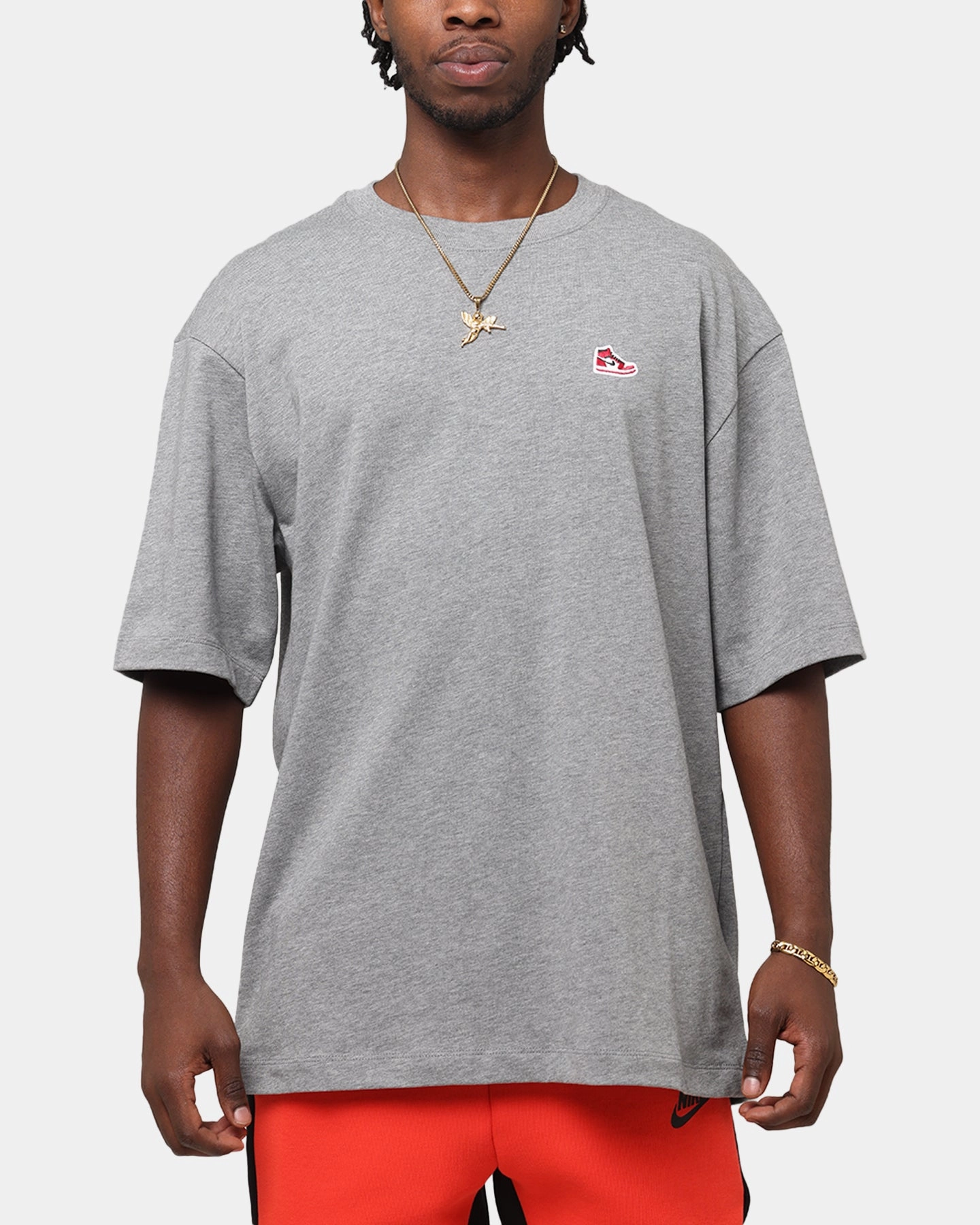 Jordan Brand Sneaker Patch Crewneck T-Shirt Carbon Heather Customizable