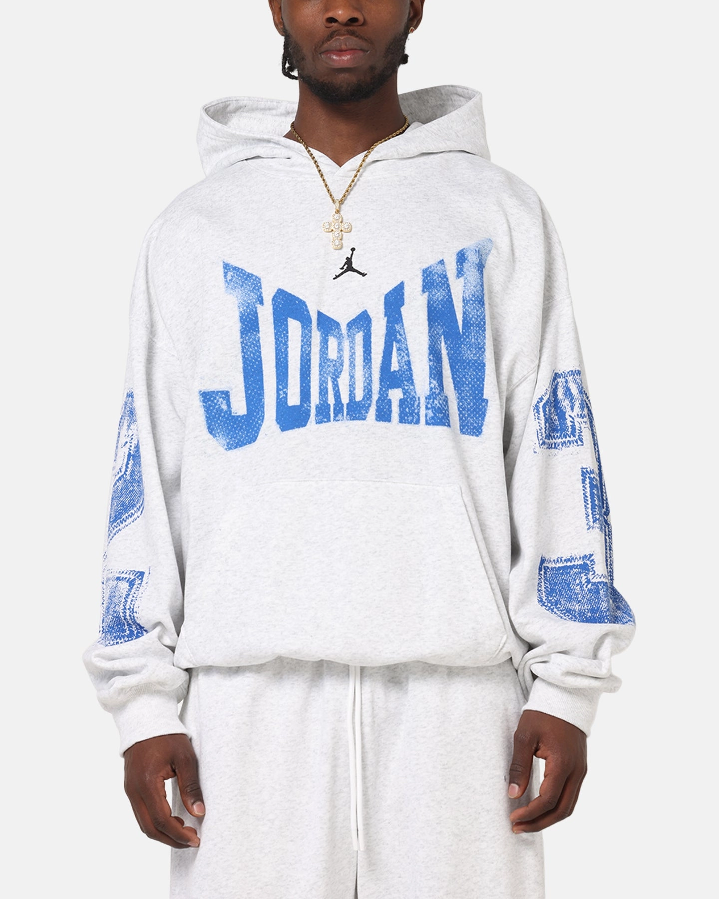 Jordan Brooklyn Collegiate Pullover Hoodie Birch Heather Grey Sweat Absorbent Layer
