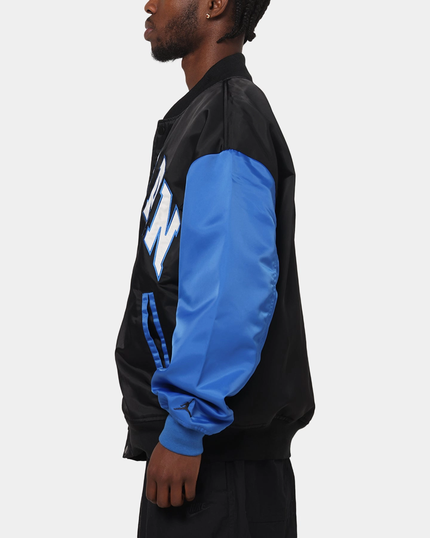 Flexible Motion Seamless Seams Jordan Brooklyn Collegiate Varsity Jacket Black/Blue