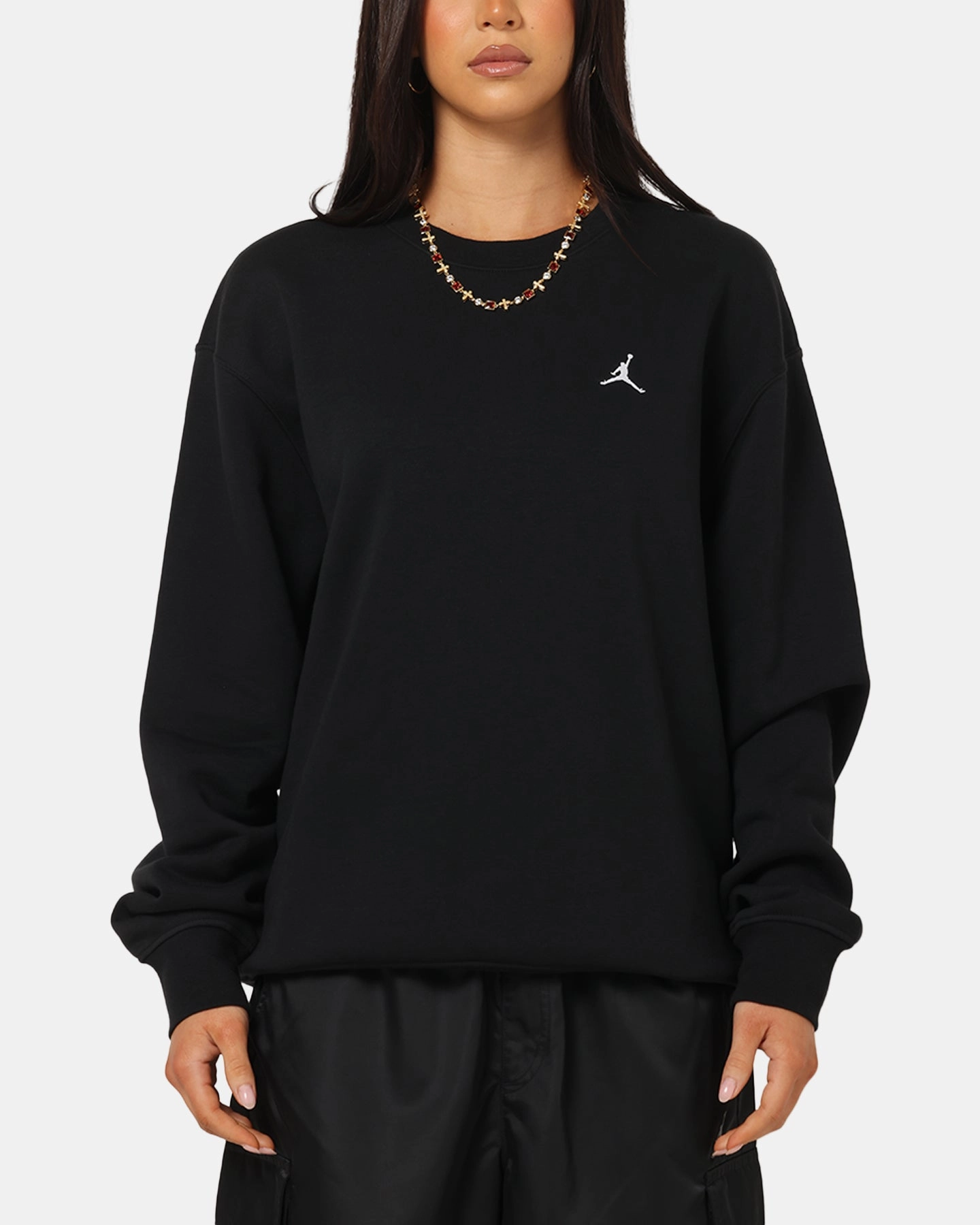 Simple Detail Jordan Brooklyn Fleece Crewneck Black/White
