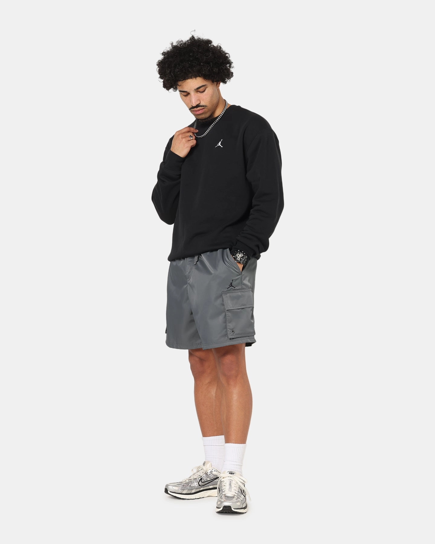 Anti Static Finish Jordan Brooklyn Fleece Crewneck Black/White
