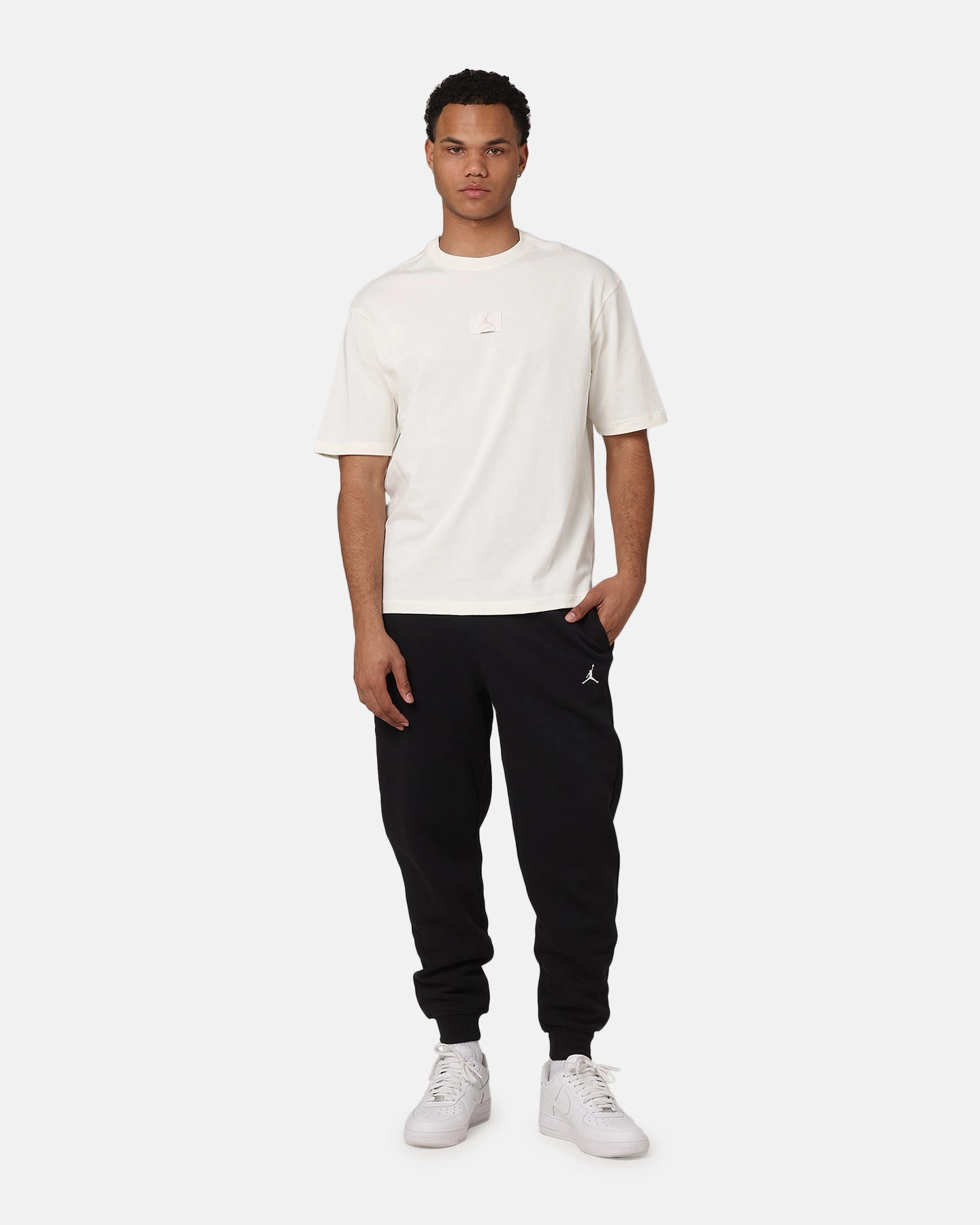 Laser Cut Perforations Core Movement Jordan Brooklyn Fleece Pant Black/White