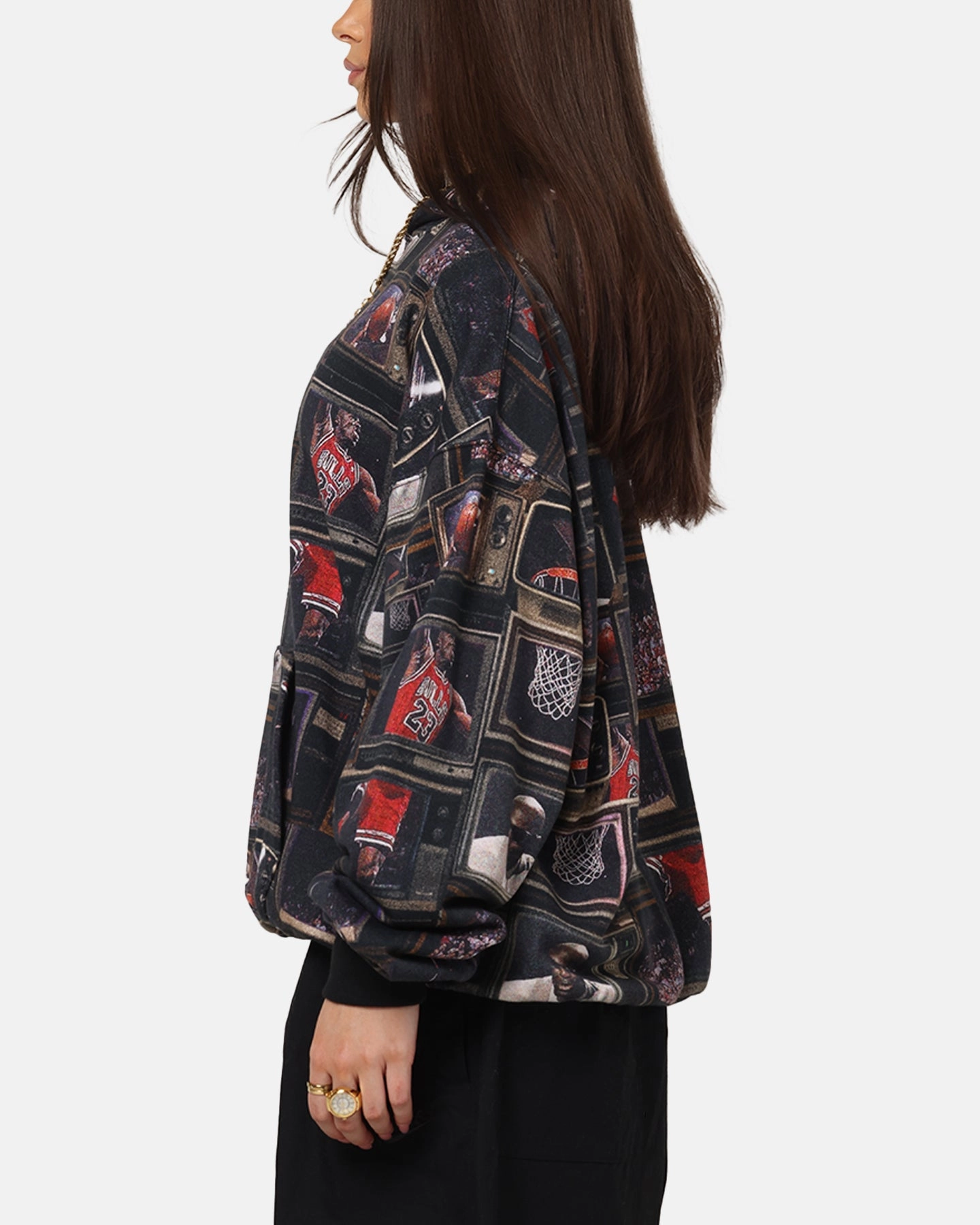 Jordan Brooklyn Fleece Printed Hoodie Black/Sail Target